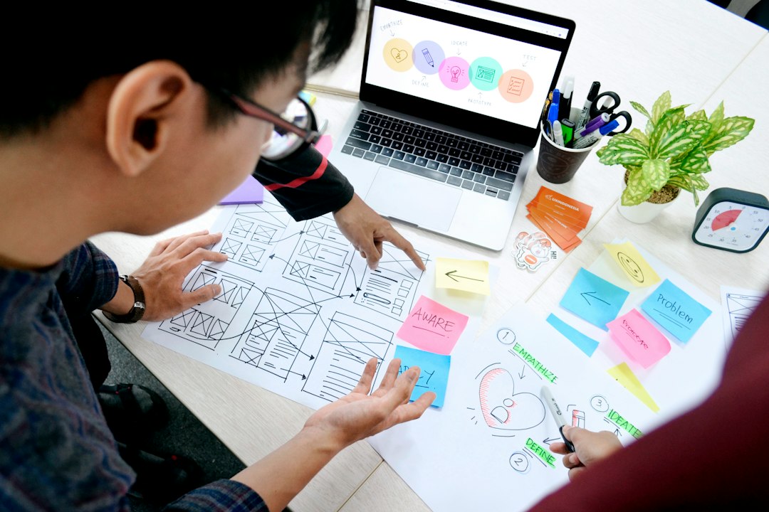 Designer reviewing website