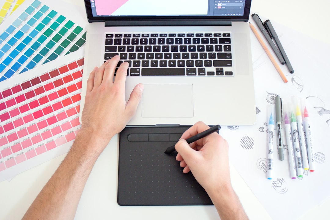 Designer reviewing website